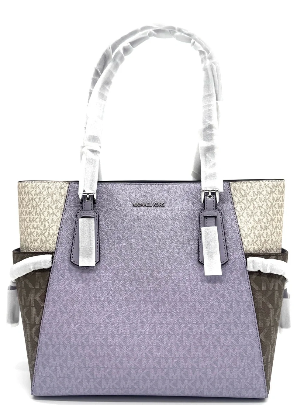 Michael Kors Voyager Large Color-Block Signature Logo Tote Bag - Lilac